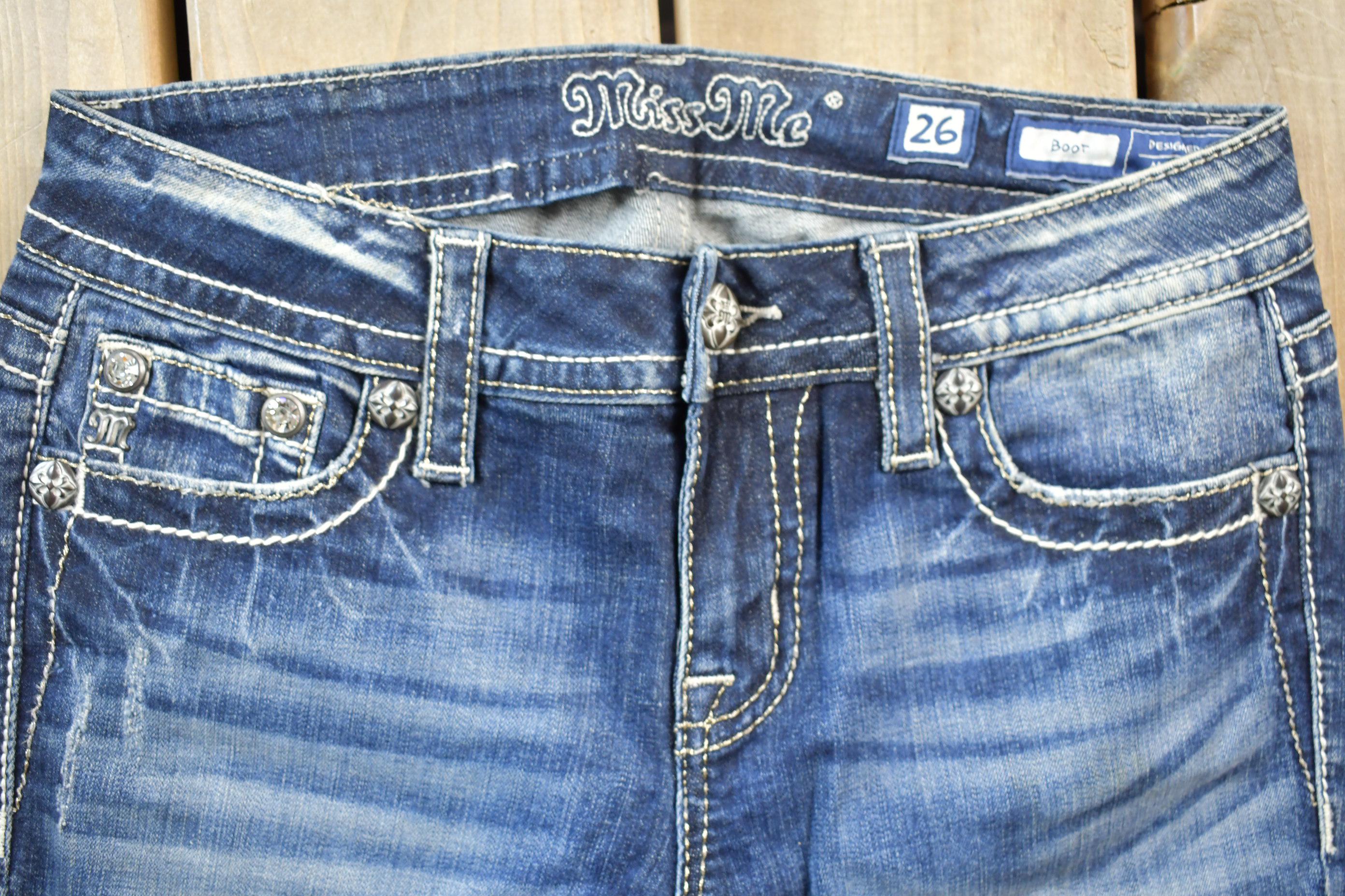 Vintage Y2K Miss Me Bedazzled Low Rise Jeans Size 26x32