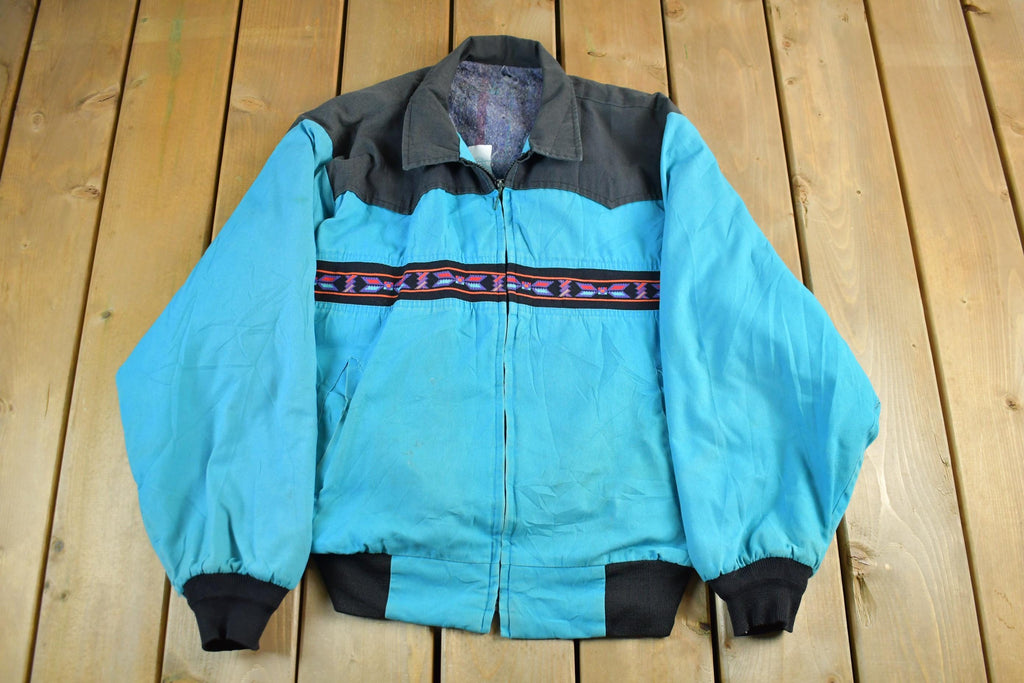 Vintage 1980s Blanket Lined Aztec Jacket Men's XL