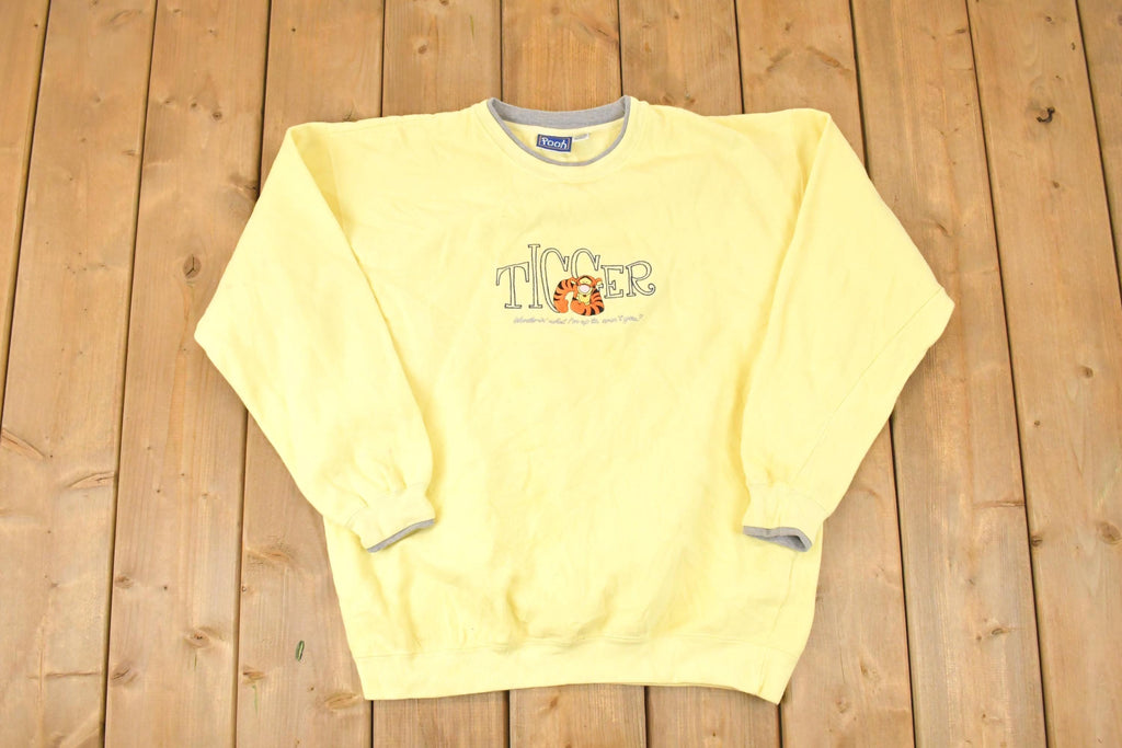 Vintage 1990s Pooh Tigger Embroidered Disney Crewneck Sweater Men's L