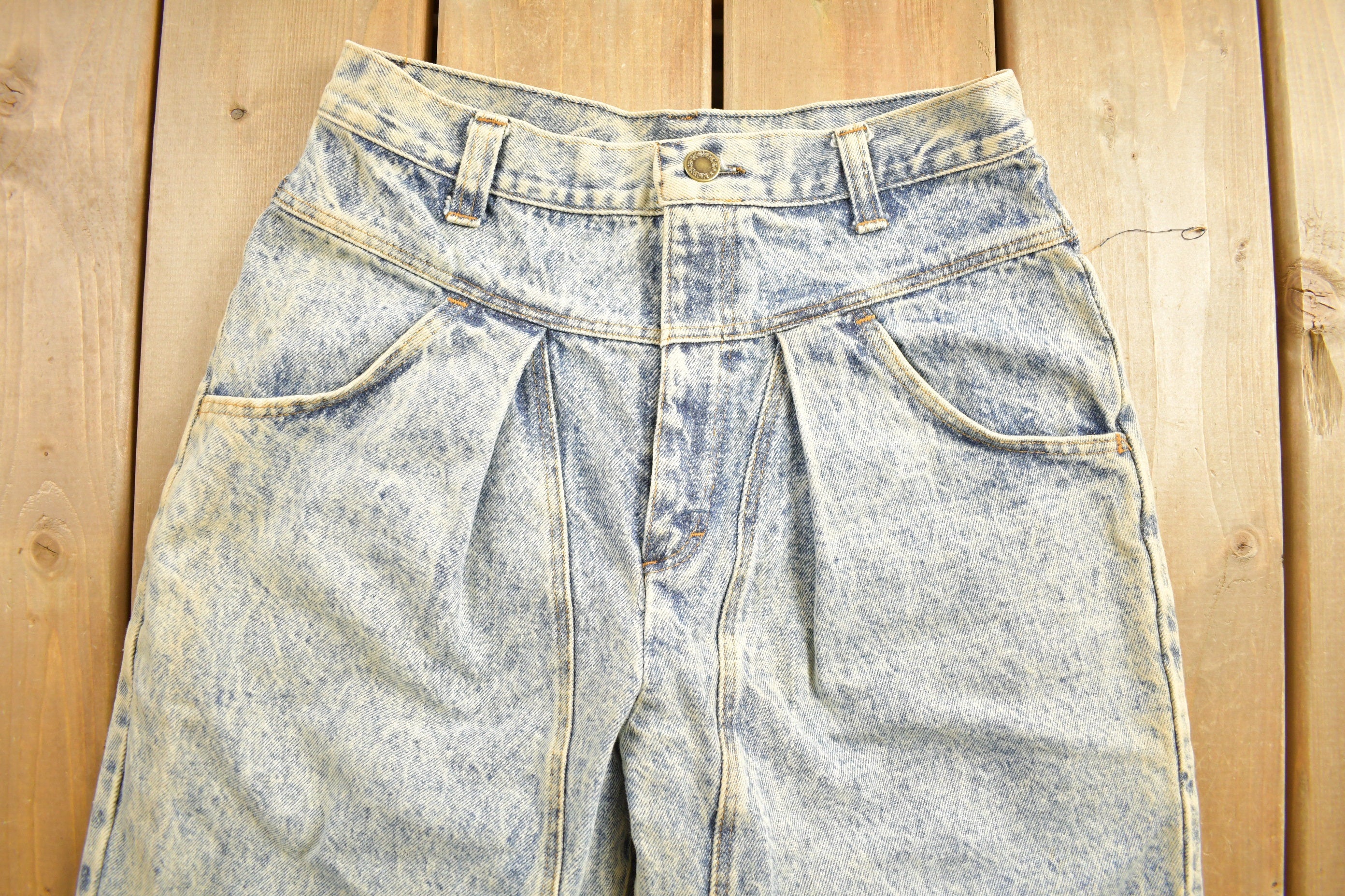 Vintage 1980s Womens Pleated Front Tapered Jeans Size 28 X 27.5