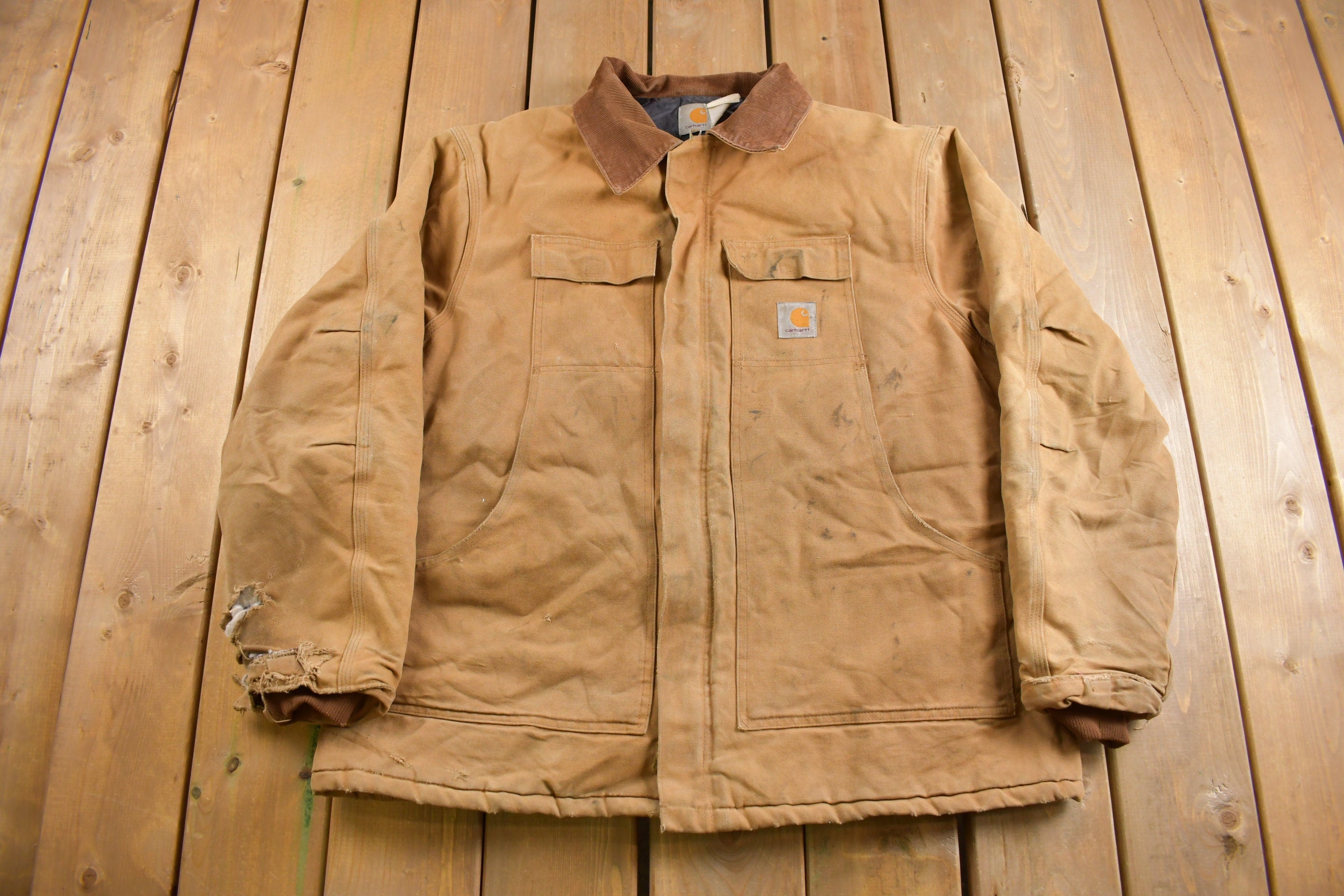 Vintage 1990s Traditional Carhartt Work Coat  Workwear  Vintage Carhartt  Distressed Carhartt