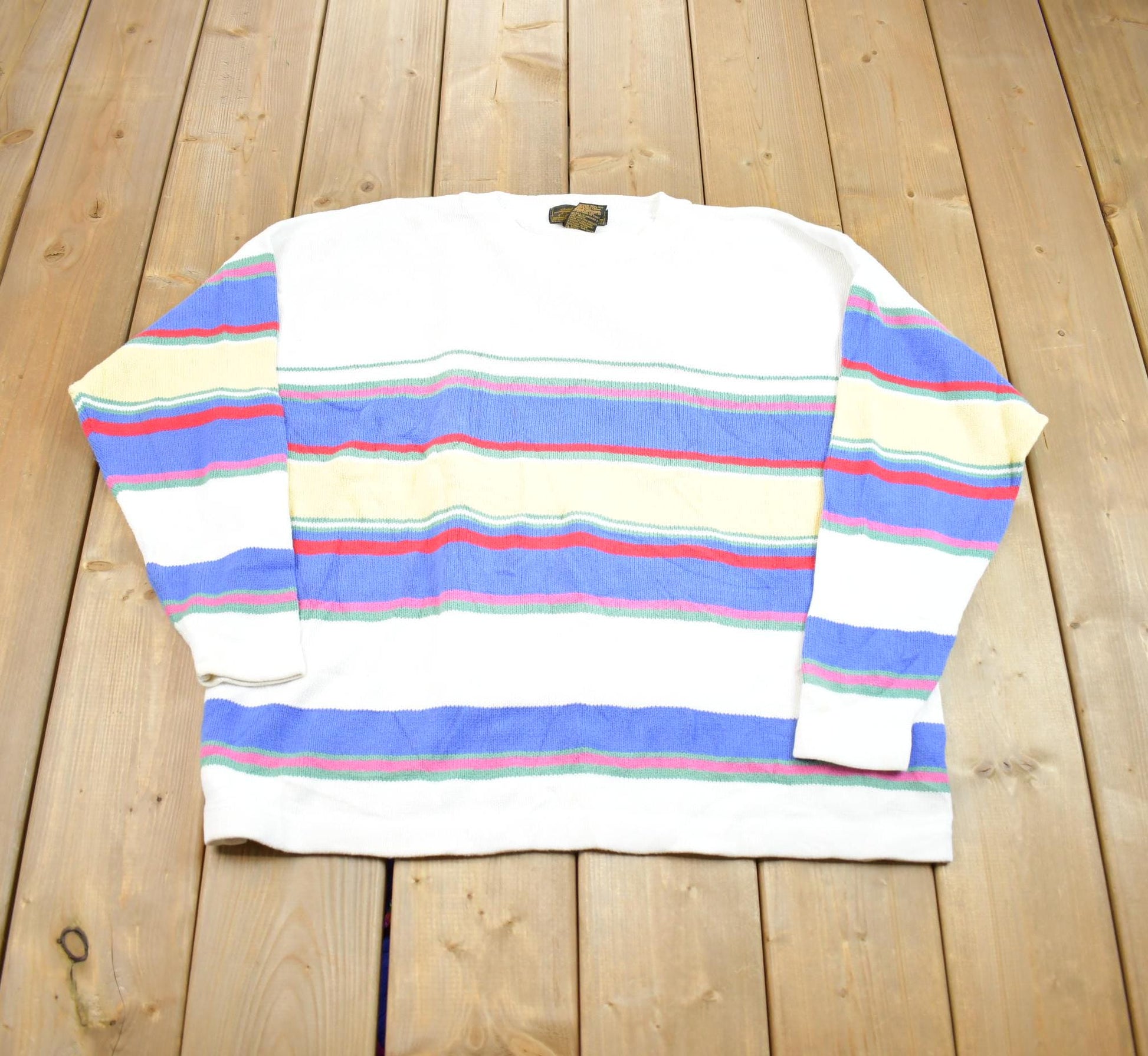 Vintage 1990s Eddie Bauer Striped Crewneck Sweatshirt