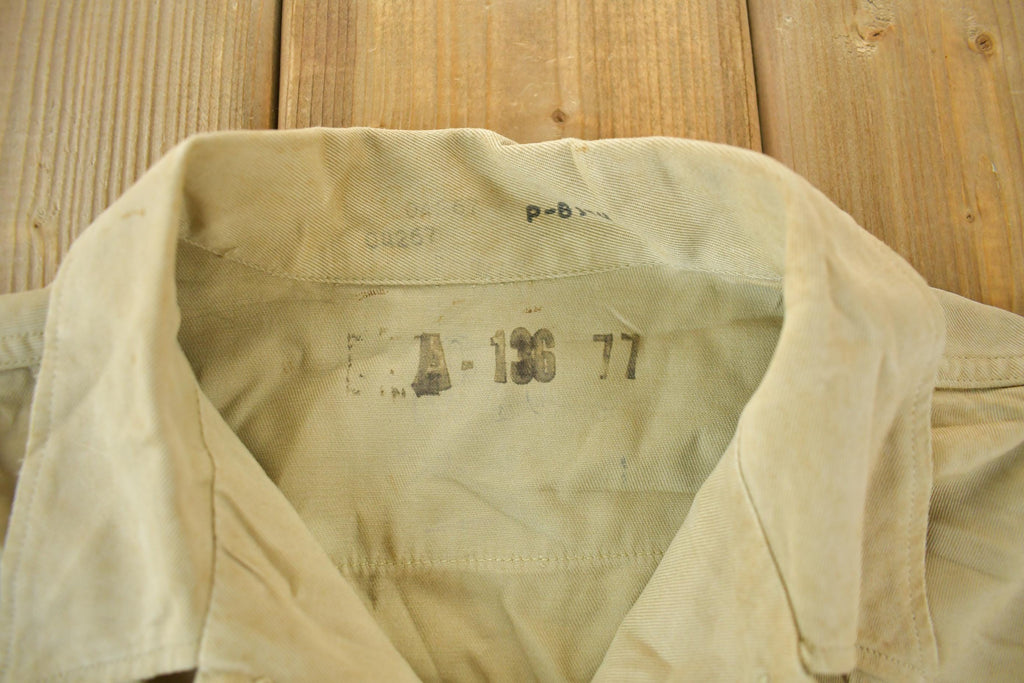 Vintage 1977 Army Military Button Up Shirt Men's Large