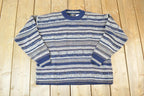 Vintage 1990s Italy Wool Blend Sweater Co Knit Abstract Pattern Crewneck Sweater Made In Italy