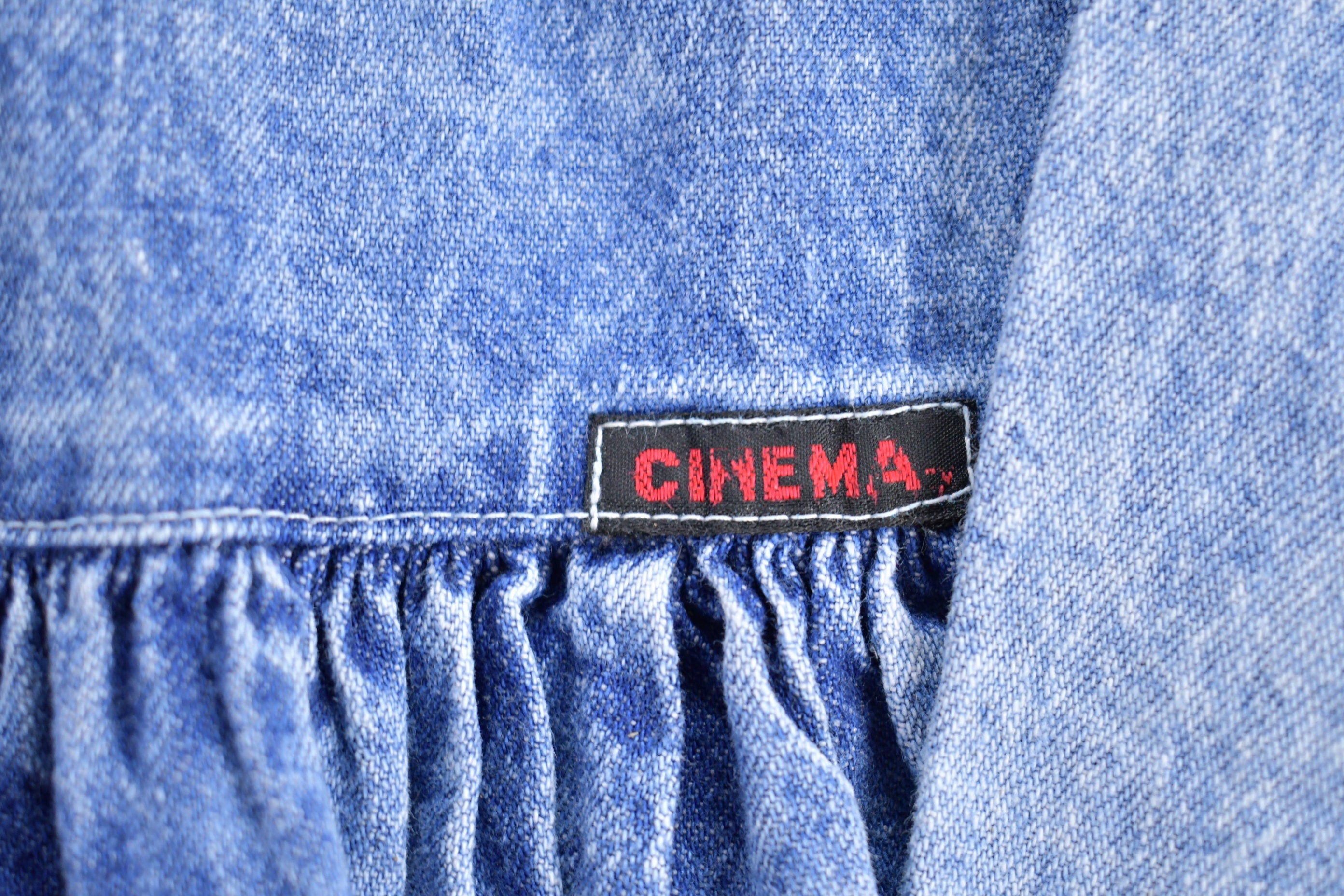 Vintage 1980s Cinema Denim Shirt Dress
