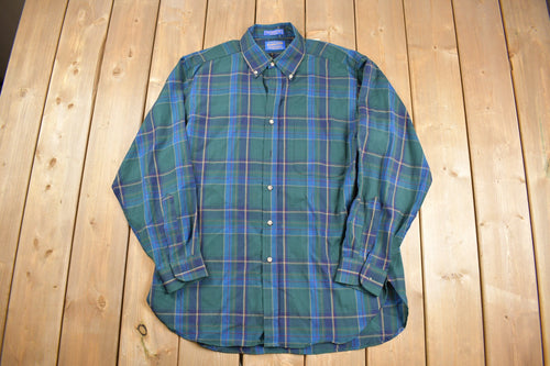 Vintage 1990s Pendleton Tartan Plaid Button Shirt / 100% Virgin Wool / Loop Button / Outdoor / Casual Wear / Flannel