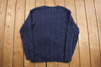 Vintage 1990s Eddie Bauer Cable Knit Crewneck Sweater  Vintage 90s Crewneck  All Over Pattern  Blue  Sweatshirt  Abstract Pattern