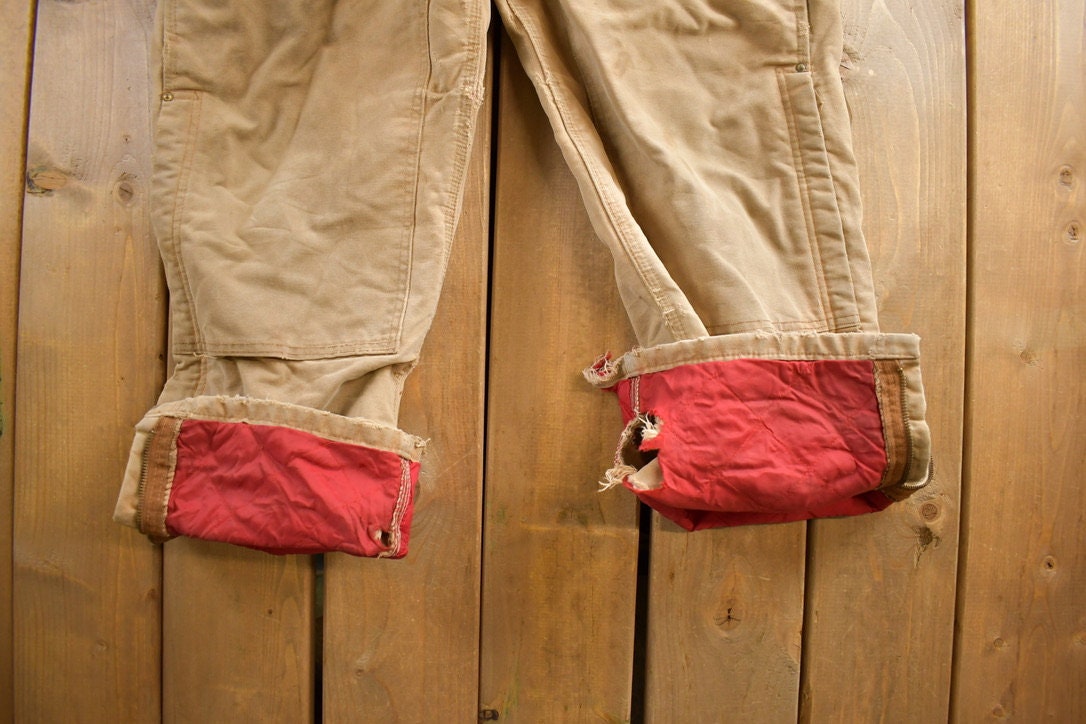 Vintage 1990s Carhartt Double Knee Canvas Overalls Size 40 x 34