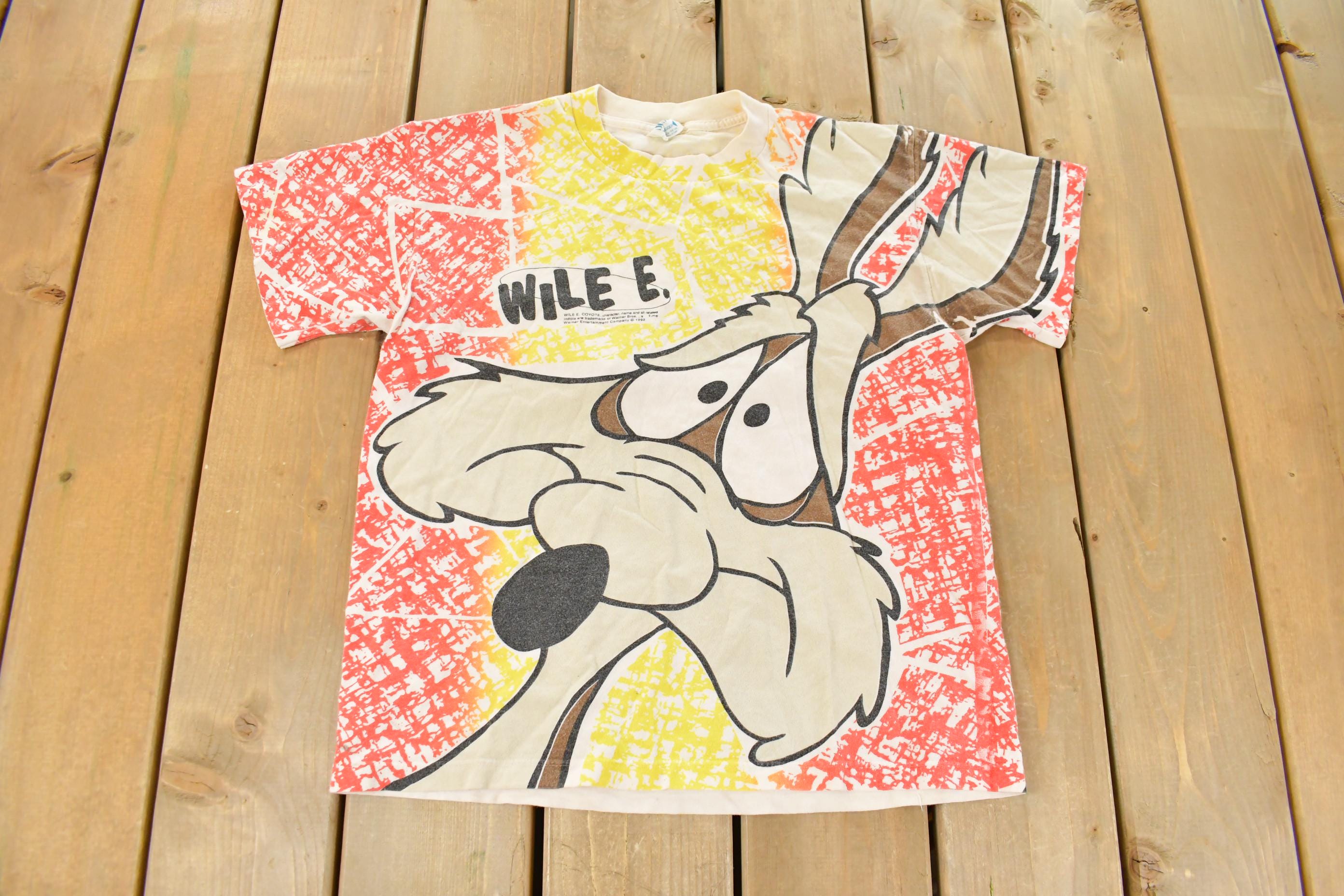 Vintage 1990s Looney Tunes T Shirt Wile E Coyote All Over Print Youth XL