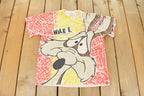 Vintage 1990s Looney Tunes T Shirt Wile E Coyote All Over Print Youth XL / Warner Bros Cartoon Sweater / Made In USA