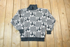 Vintage 1990s Dragon Pattern Knit Collared Sweater  90s Crewneck  Made In USA  Preppy Knit