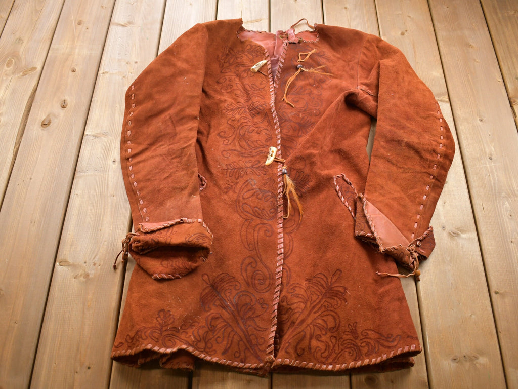 Vintage 1960s Bohemian Leather Suede Overcoat Jacket  Fall Outerwear  Leather Coat  Winter Outerwear  Streetwear Fashion  Suede Jacket