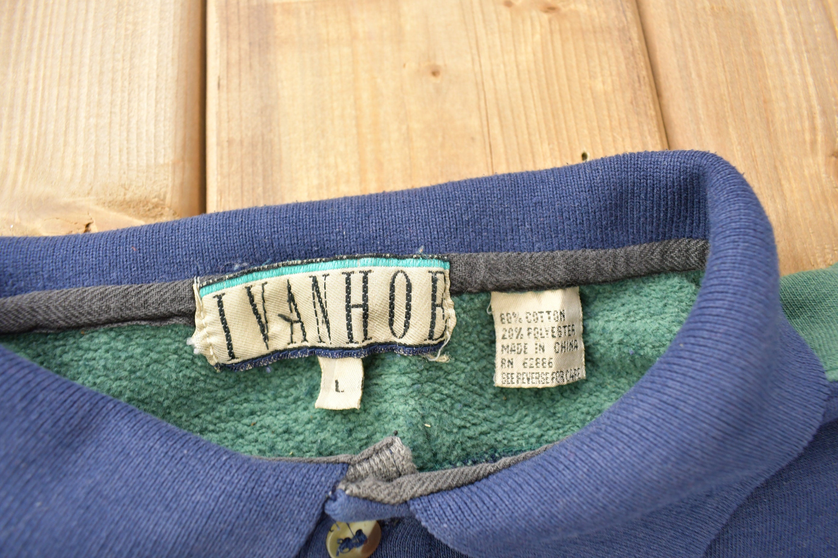 Vintage 1990s Ivanhoe Collared Sweatshirt  90s Crewneck  Size Large  Streetwear  Embroidered