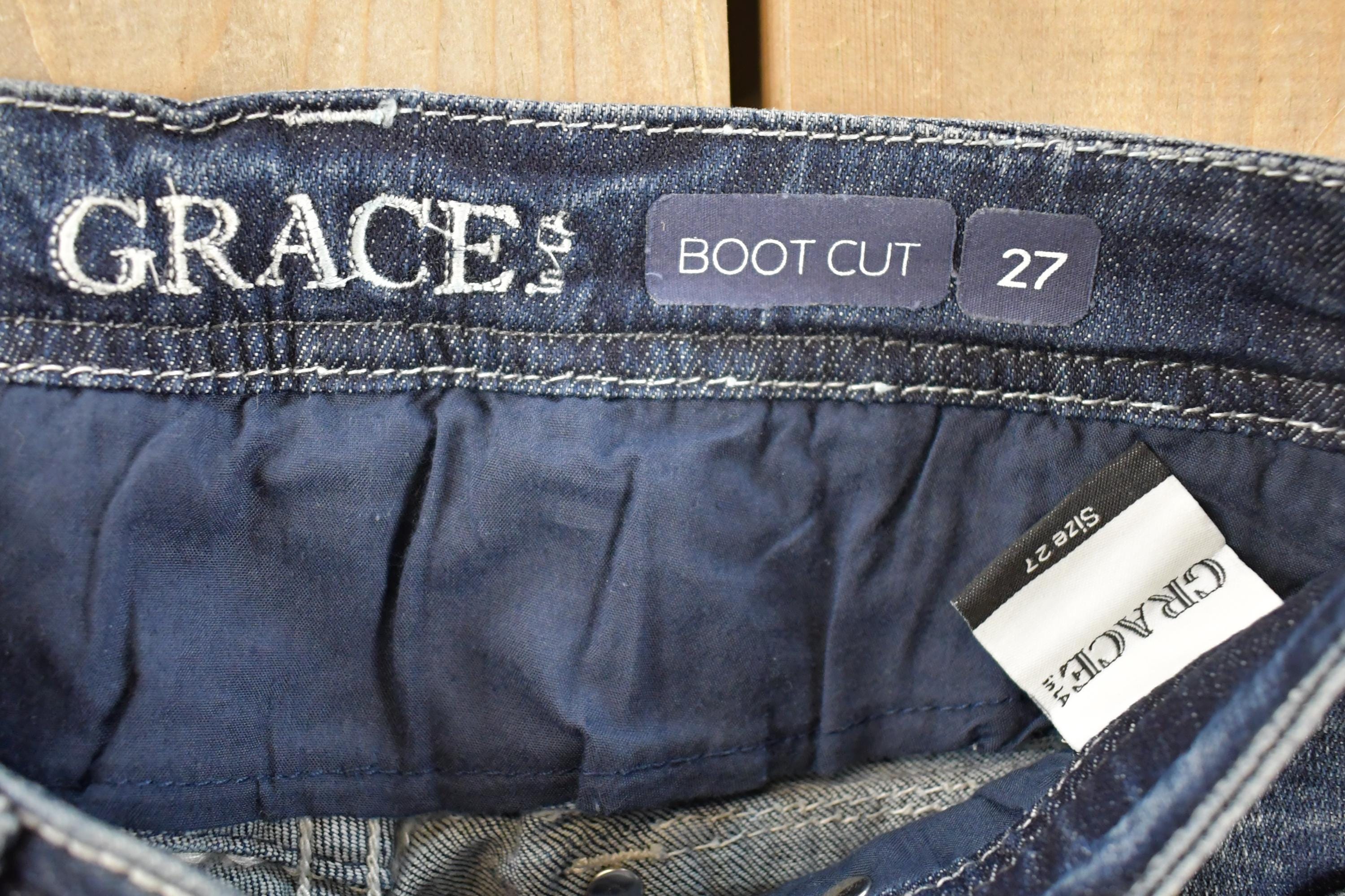 Vintage Deadstock Y2K Grace LA Bedazzled Low Rise Jeans Women's Size 27 x 32