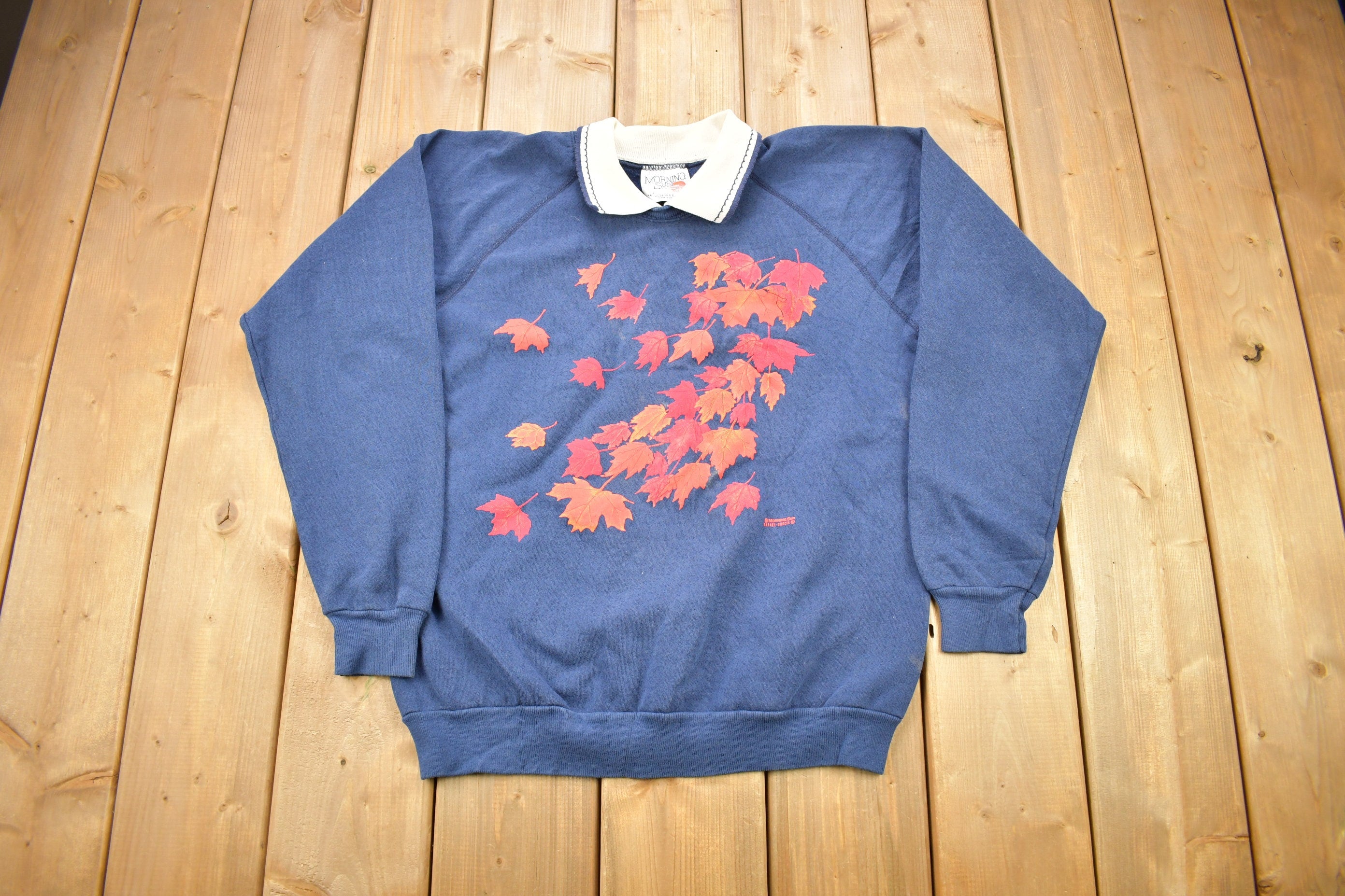 Vintage 1980s Autumn Leaves Collared Crewneck