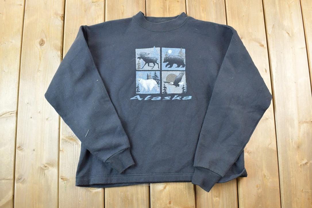 Vintage 1990s Alaska Moose Crewneck Sweatshirt