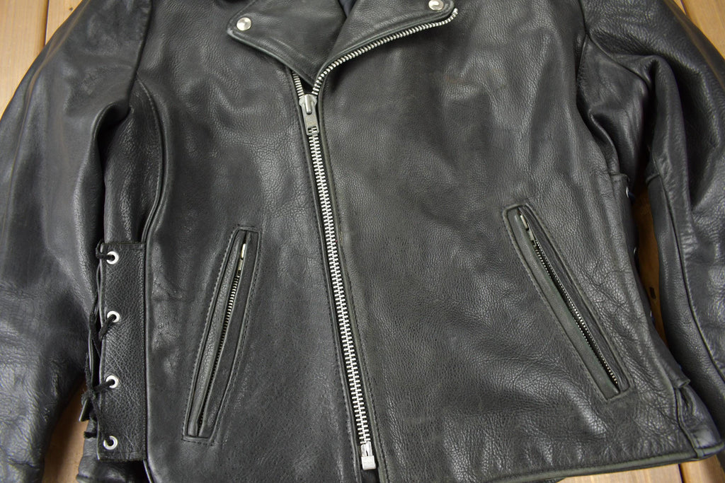 Vintage 1990s Easy Riders Leather Biker Jacket Made In USA Size 44