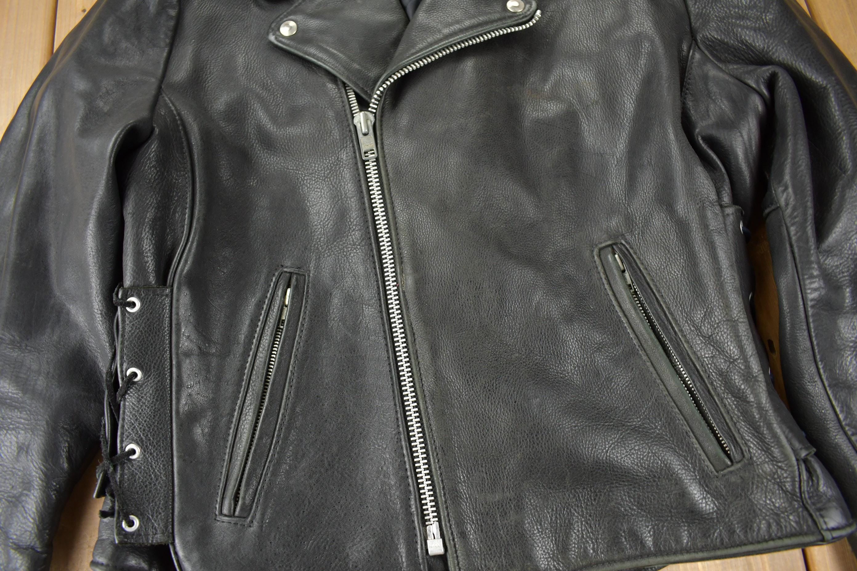 Vintage 1990s Easy Riders Leather Biker Jacket Made In USA Size 44