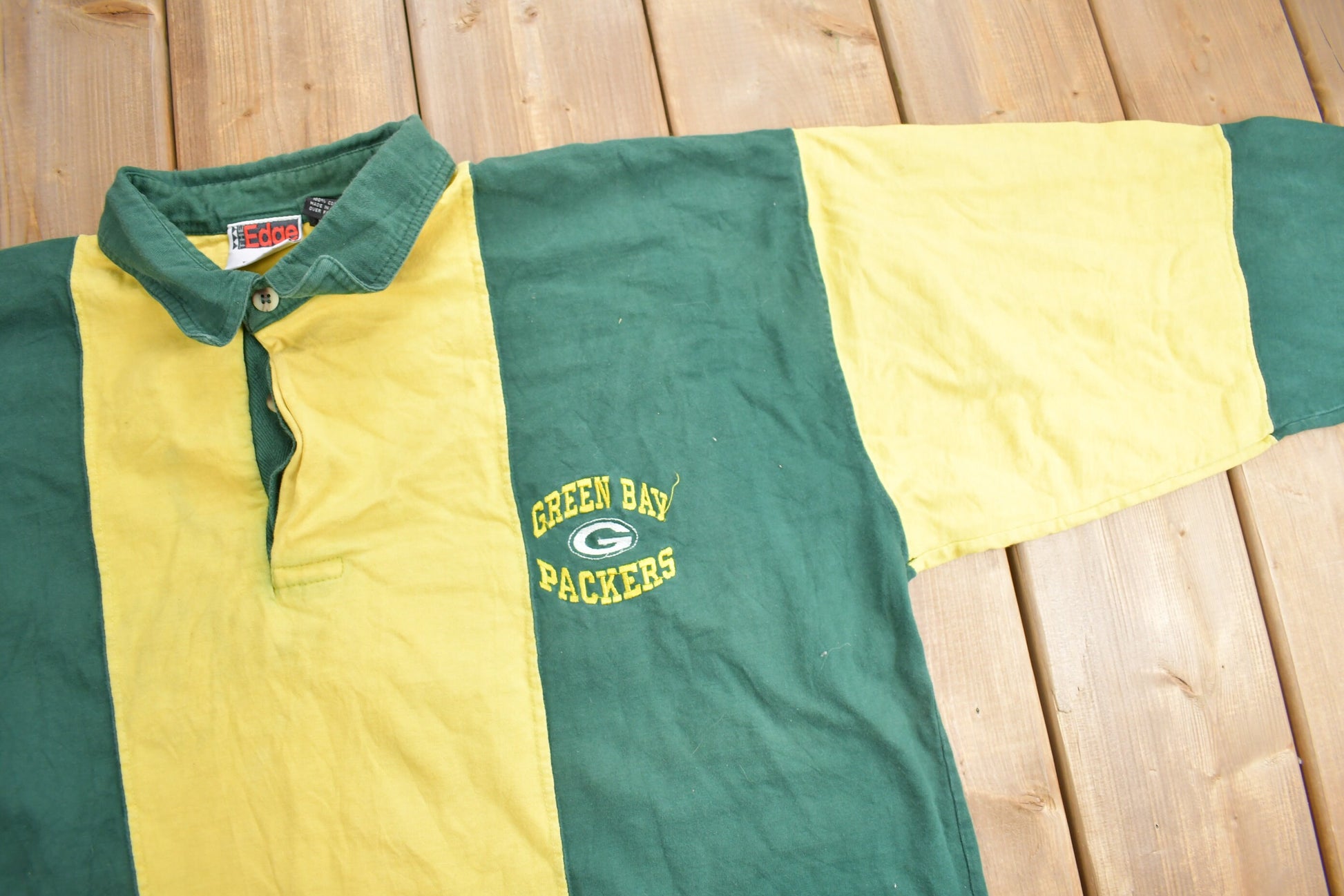 Vintage 1996 Green Bay Packers NFL Colour Block Polo Shirt