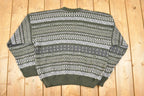 Vintage 1990s David Taylor Abstract Striped Knit Crewneck Sweater Men's L
