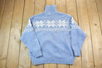 Vintage 1990s Eddie Bauer Snowflake Pattern Knit Turtleneck Sweater  90s Turtleneck  Made In USA  Preppy Knit