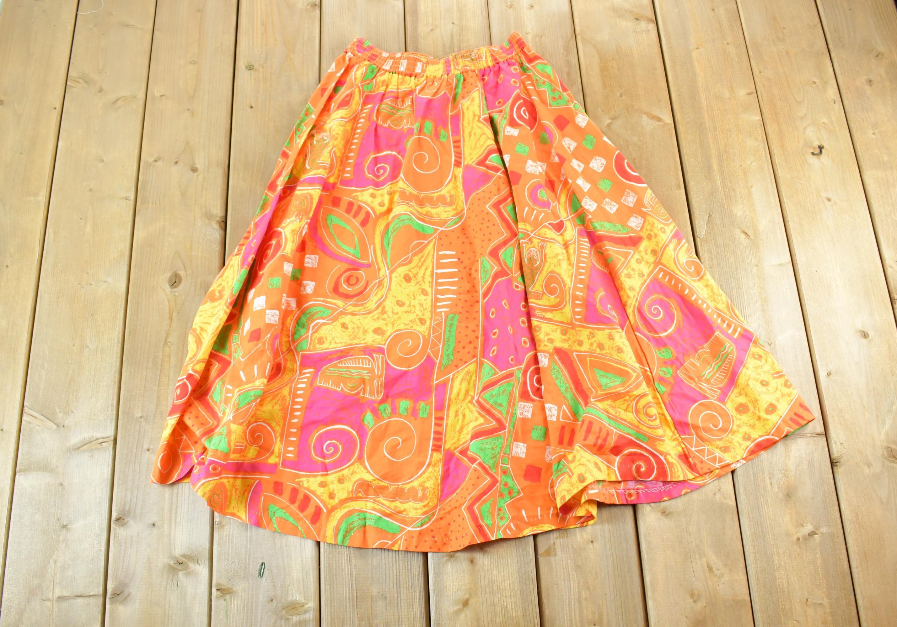 Vintage 1990s Floral Full Length Pleated Skirt Size L