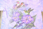 Vintage 1990s Polar Graphics USA Tie Dye Hummingbird and Flower Scene Graphic T-Shirt