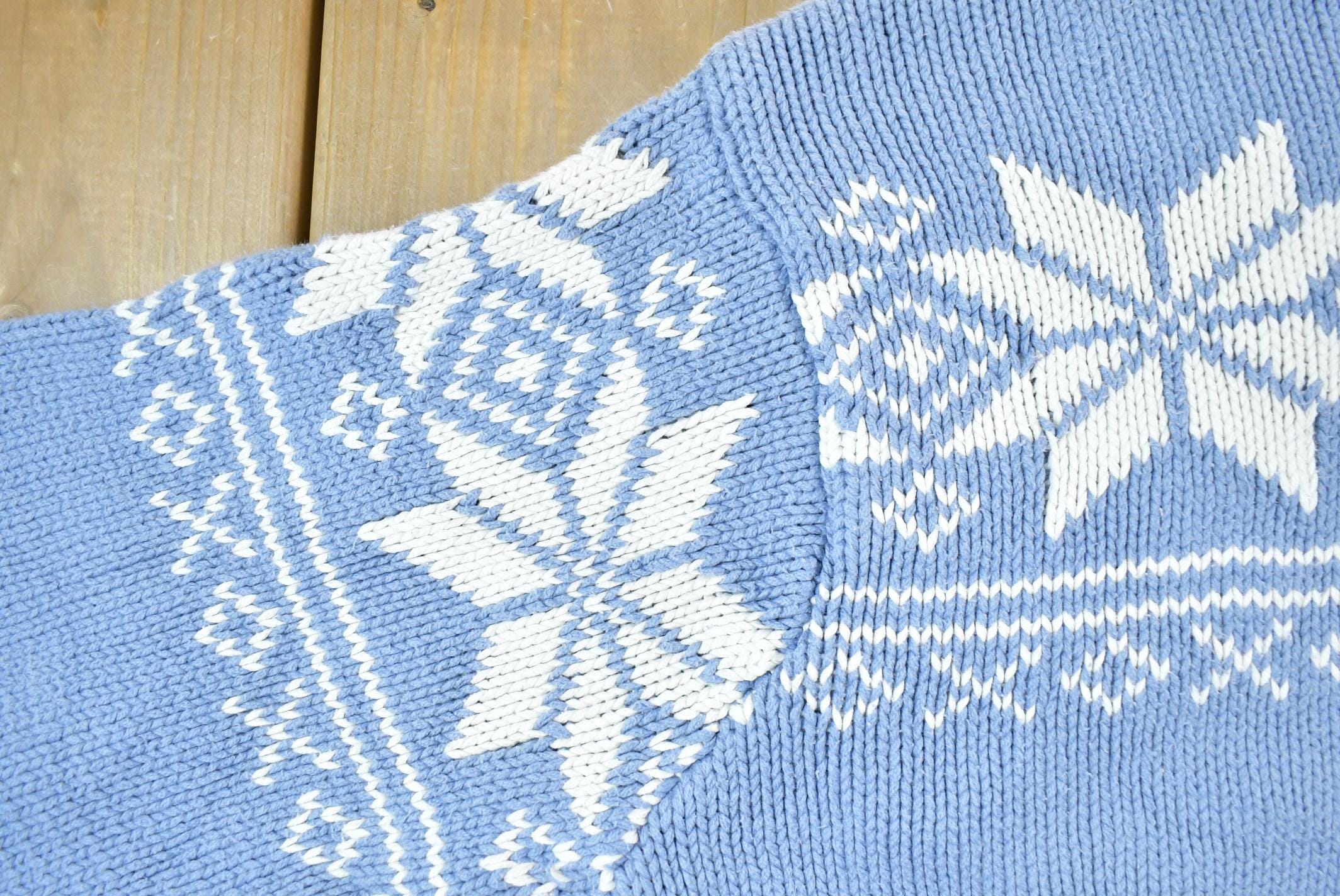 Vintage 1990s Eddie Bauer Snowflake Pattern Knit Turtleneck Sweater  90s Turtleneck  Made In USA  Preppy Knit