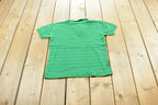 Vintage 1980s Striped Green Polo Quarter Button Up Shirt Mens XS