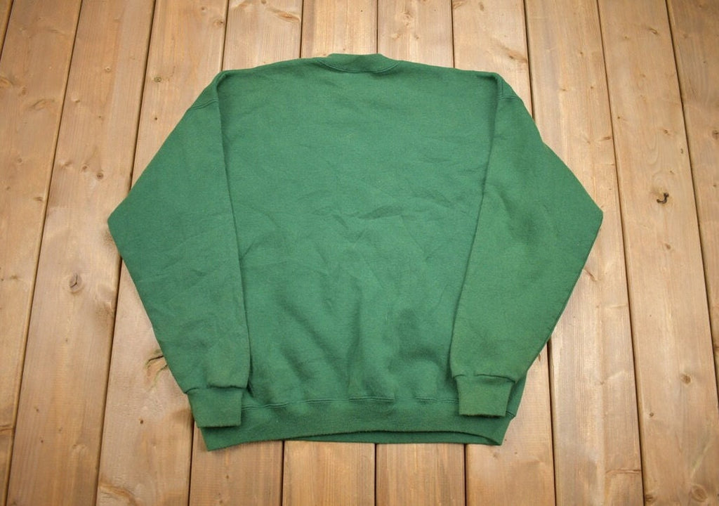 Vintage 1990s Embroidered Green Crewneck Sweater  90s Crewneck  Grandma Sweater  Streetwear  Made In USA  Patchwork