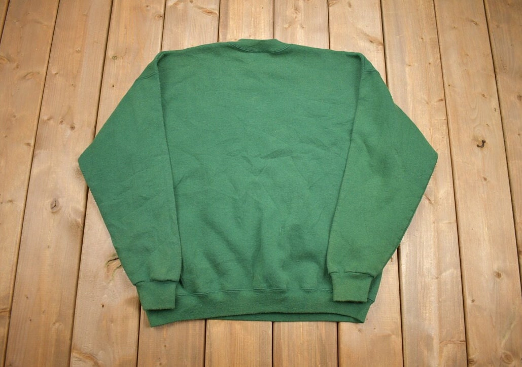 Vintage 1990s Embroidered Green Crewneck Sweater  90s Crewneck  Grandma Sweater  Streetwear  Made In USA  Patchwork