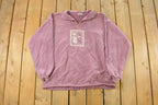 Vintage 1990s Dragonfly Art Quarter Zip Sweatshirt Men's XL  90s Sweater  Cute  Athleisure  Garden  Grandma Sweater