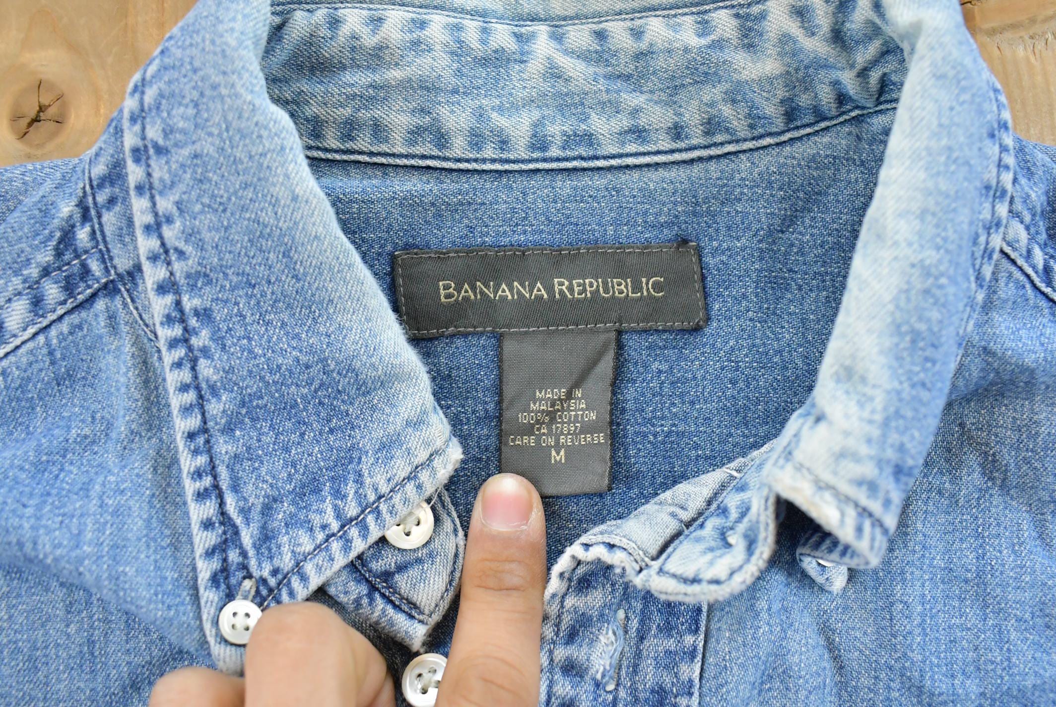 Vintage 1990s Banana Republic Denim Button Up Shirt Men's Medium /