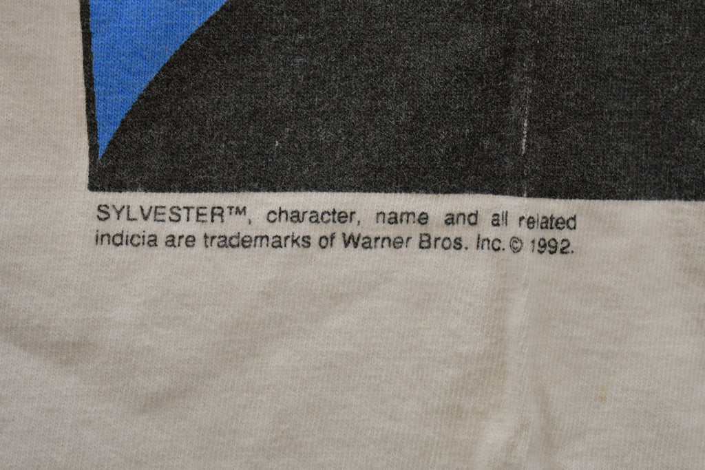 Vintage 1992 Looney Tunes Sylvester the Cat Thinking Graphic T Shirt