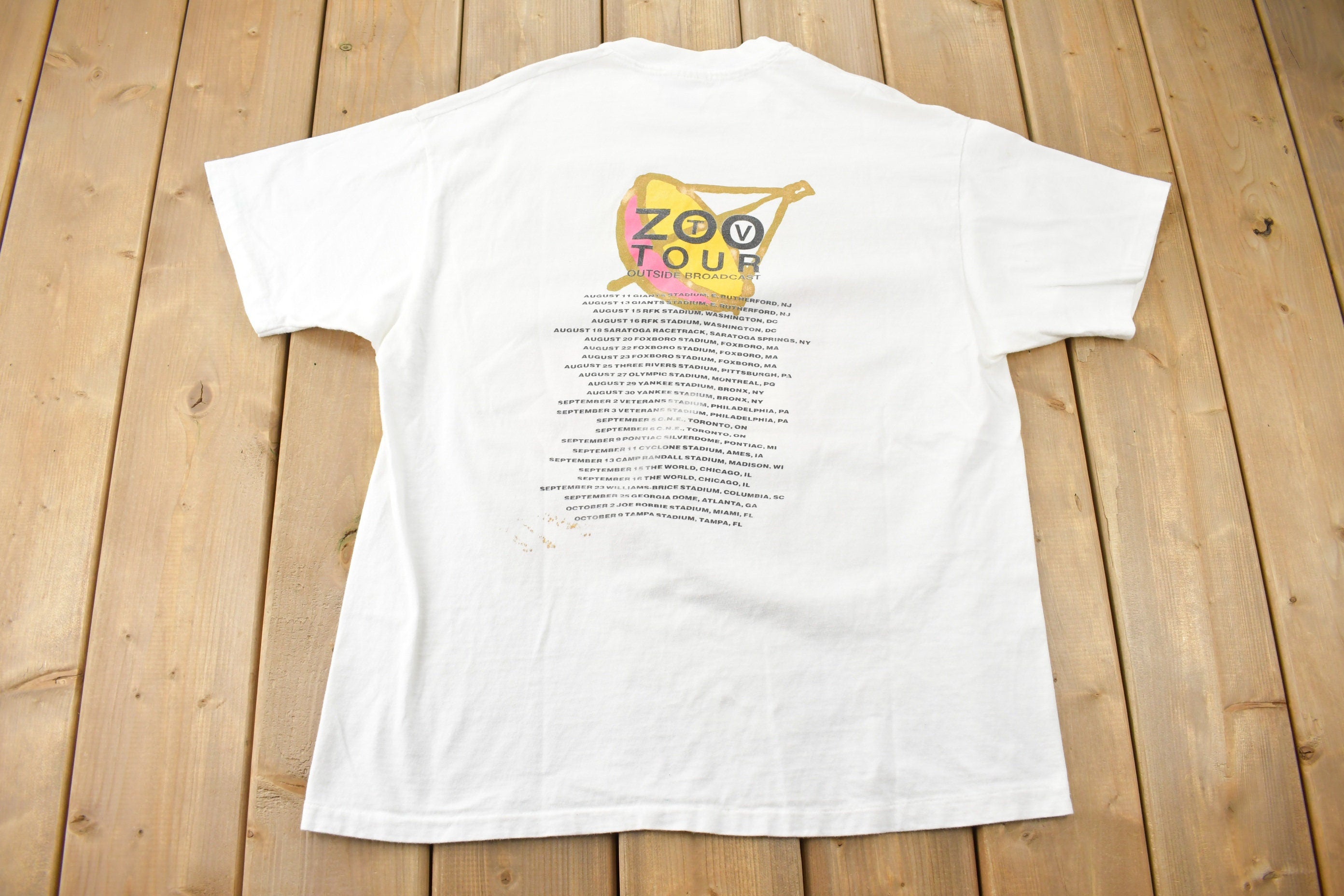 Vintage 1992 U2 Zoo TV Outside Broadcast Tour Band T-shirt