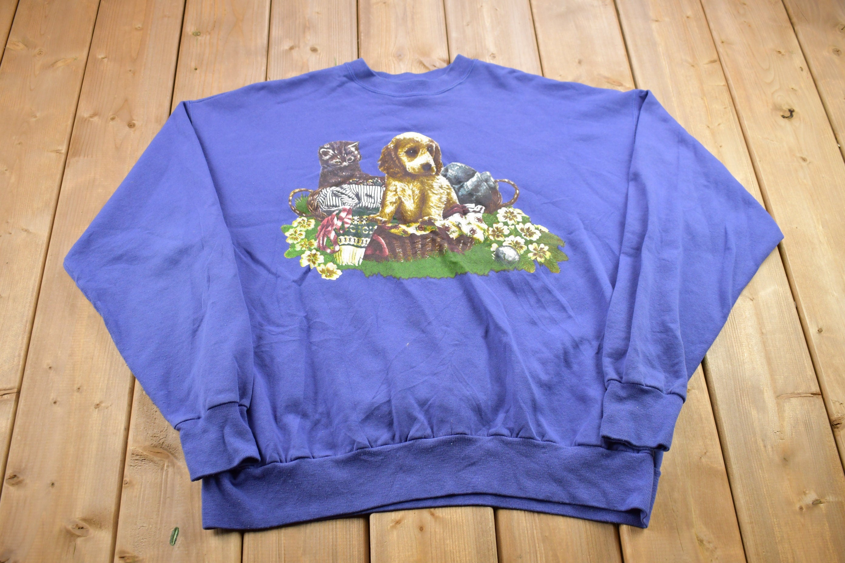 Vintage 1990s Puppy Theme Crewneck Sweater