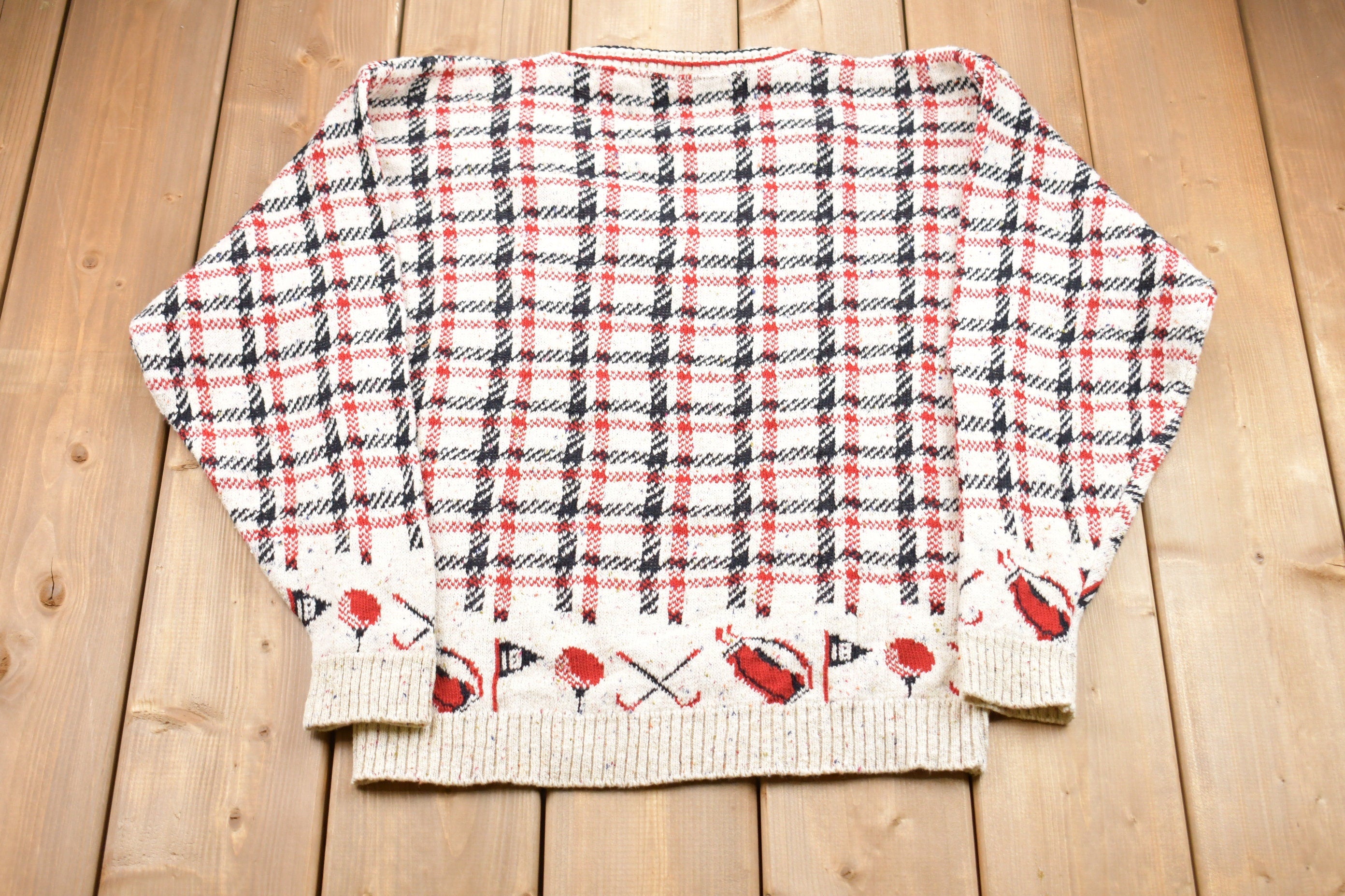 Vintage 1990s Dominic & Maria Plaid Knitted Sweater