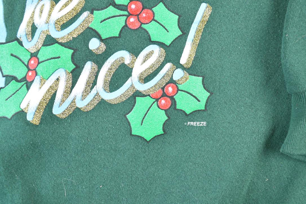 Vintage 1990s Ill Be Naughty Cute Christmas Funny Crewneck Sweater Made In USA 90s Crewneck