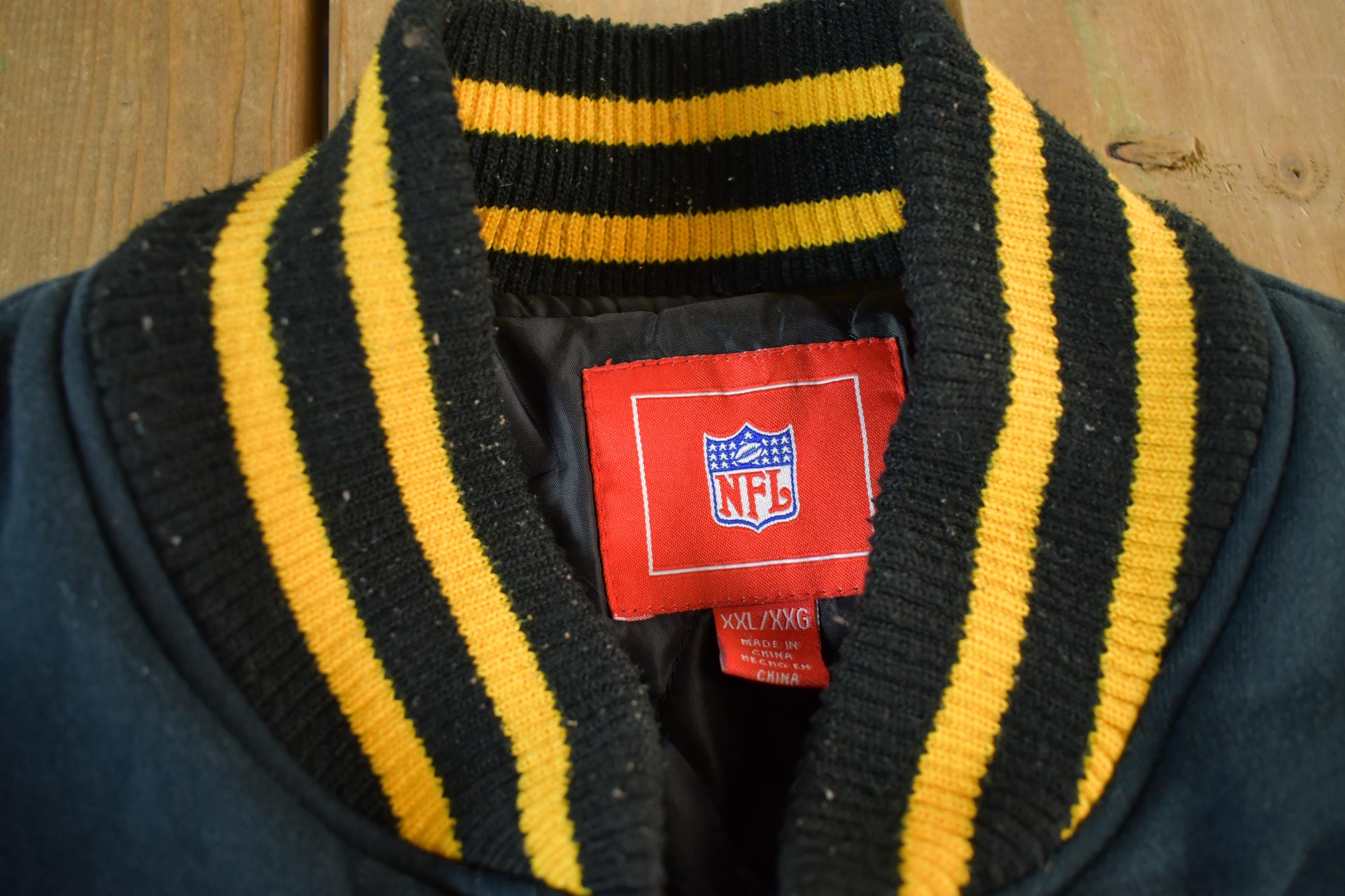 Vintage 2000s NFL Pittsburgh Steelers 6x Super Bowl Champions Embroidered Varsity Jacket Men's 2XL