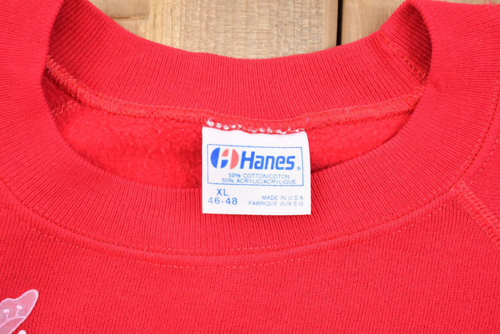 Vintage 1980s Floral Embroidered Graphic Raglan Crewneck Sweatshirt
