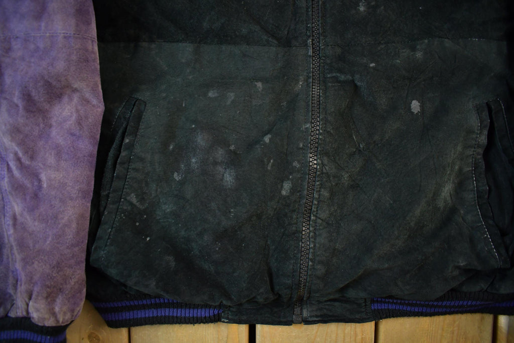 Vintage 1990's Minnesota Vikings Leather Letterman Jacket Mens Large