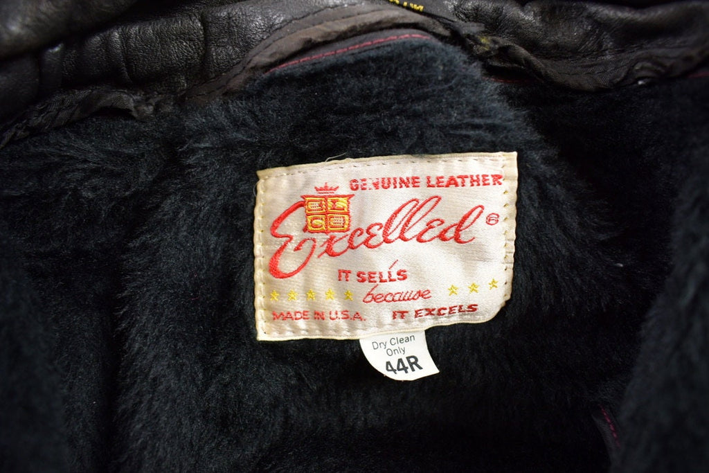 Vintage 1980s Excelled Cafe Racer Black Leather Jacket