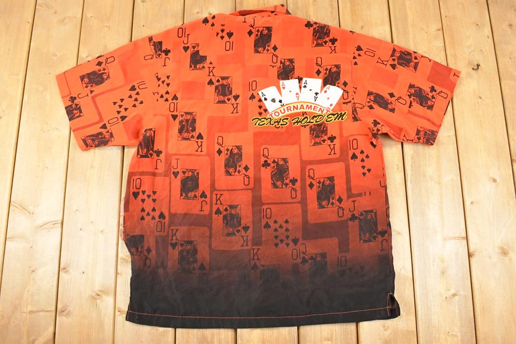 Vintage 1990s Texas Hold Em Abstract Button Up Shirt Men's XL