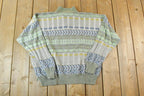 Vintage 1990s Gianangeli Quarter Button Cable Knit Crewneck Sweater