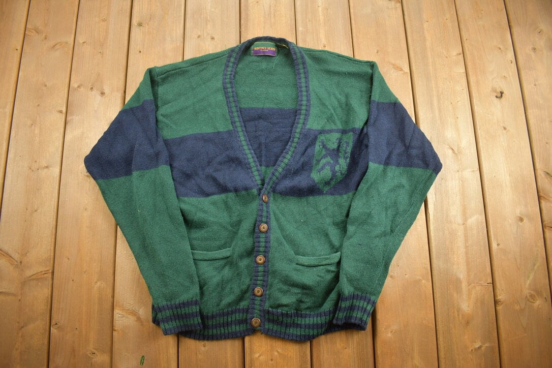 Vintage 1990s Hunting Horn Cardigan Sweater