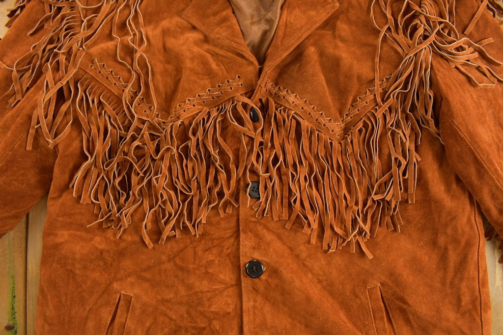 Vintage 1990s Genuine Leather Western Fringe Jacket