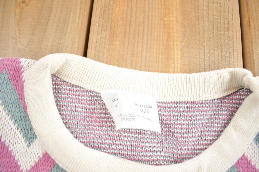 Vintage 1980s Cute Flower Knit Crewneck Sweater Made In Canada