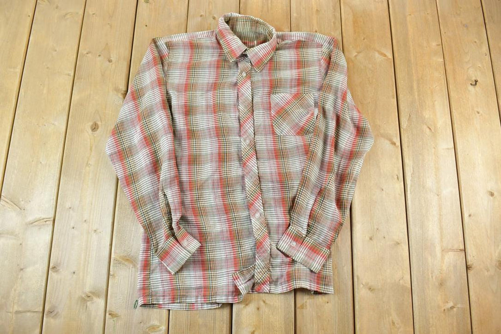 Vintage 1980s Red Plaid Western Button Up Shirt