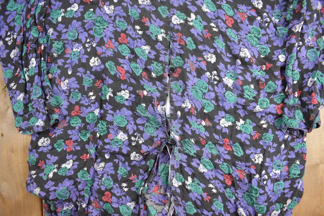 Vintage Y2k Symbol 2000 Floral Button Up Short Sleeve Shirt