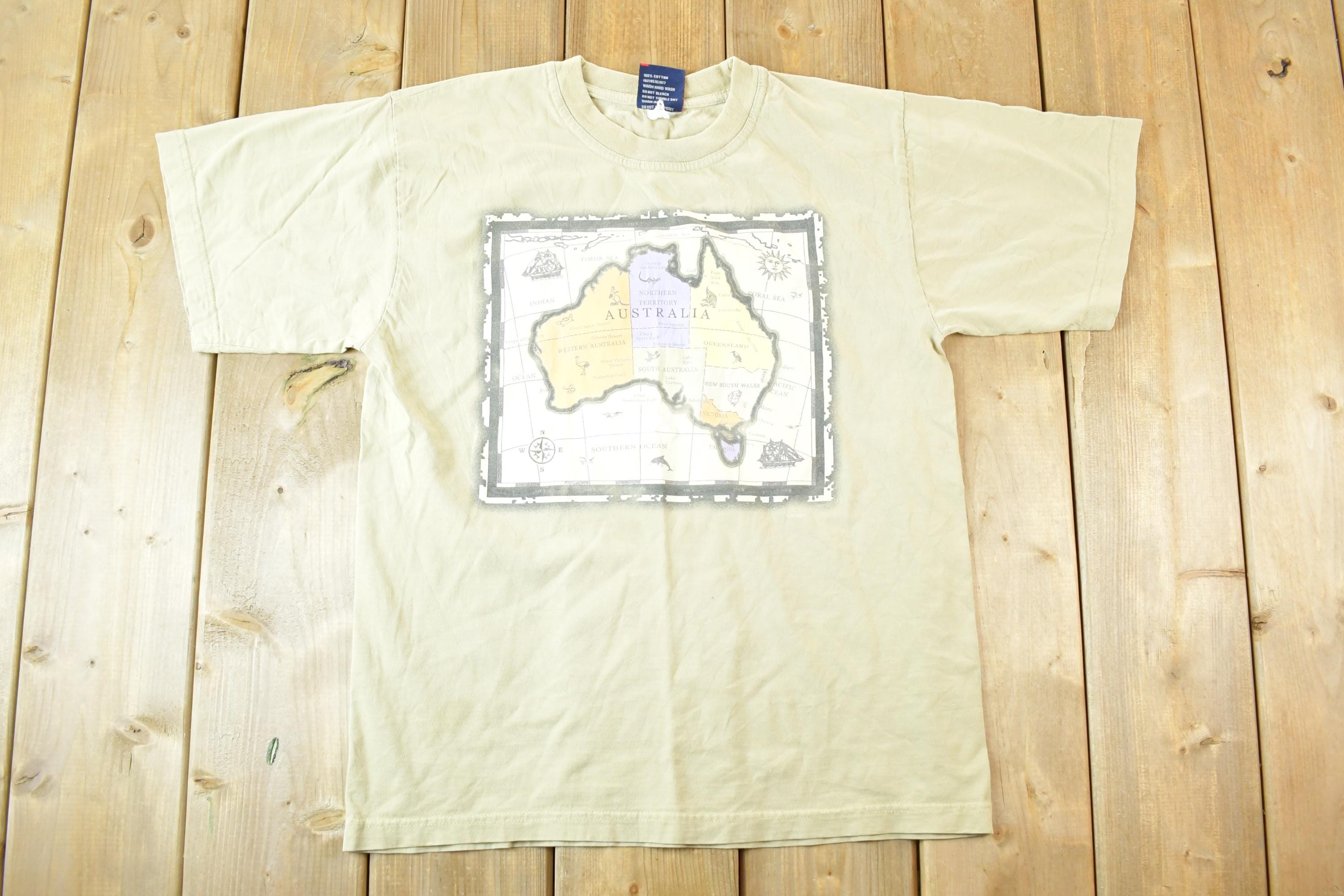 Vintage 1990s Australia Souvenir Map T-Shirt Mens M